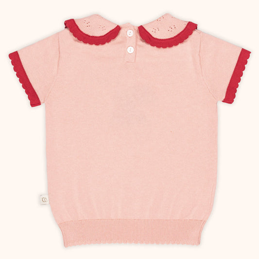 “Strawberry” Knitted Polo Top