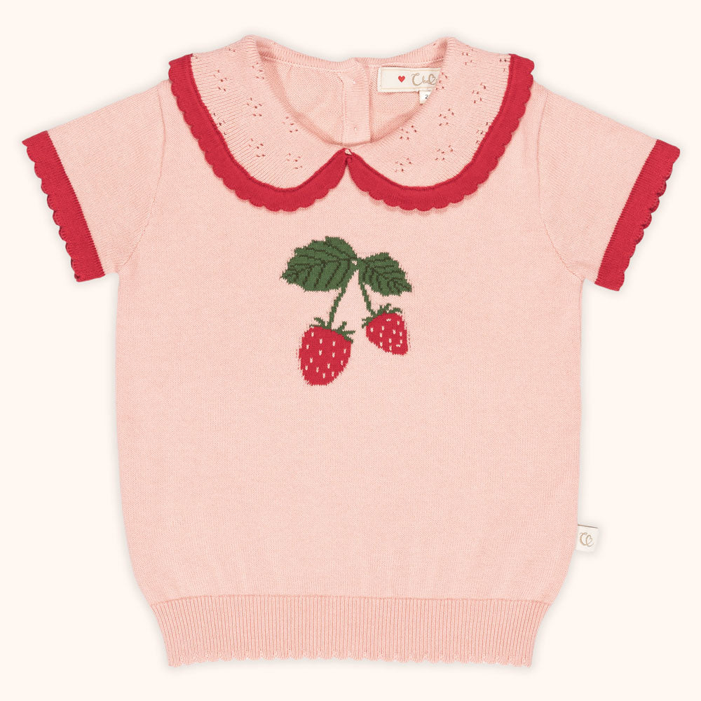 “Strawberry” Knitted Polo Top