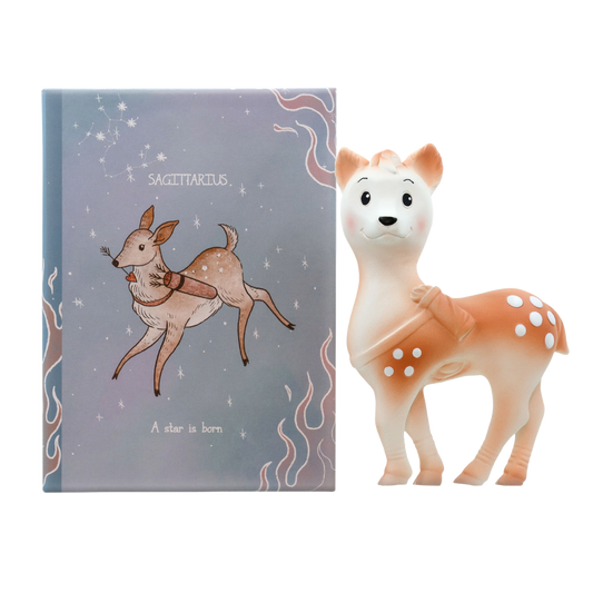 Unique Sagittarius teething toy that is carefully hand-painted & presented in a beautiful colourful box. Being born between 23rd of November and 21st of December, you will be part of the Sagittarius zodiac sign.