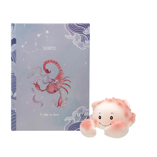 Unique Scorpio teething toy that is carefully hand-painted & presented in a beautiful colourful box. Being born between 23rd of October and 22nd of November, you will be part of the Scorpio zodiac sign.